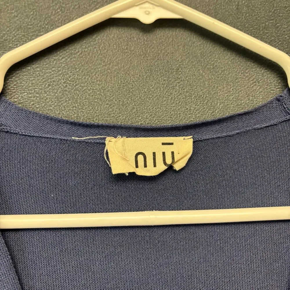 Niu Made in Italy Colorblock Cardigan Blue Tan V-Neck Medium Button Down Preppy - Picture 3 of 12